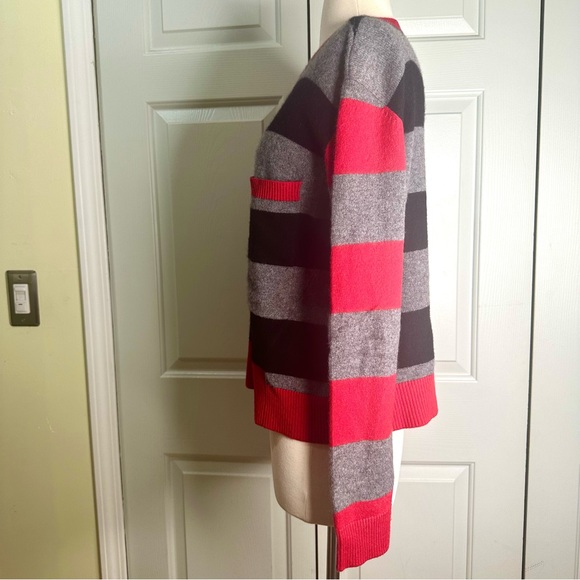 Zadig & Voltaire 💯 Cashmere Stripe Crew Sweater Colors Red Black Gray Si… - Picture 5 of 12
